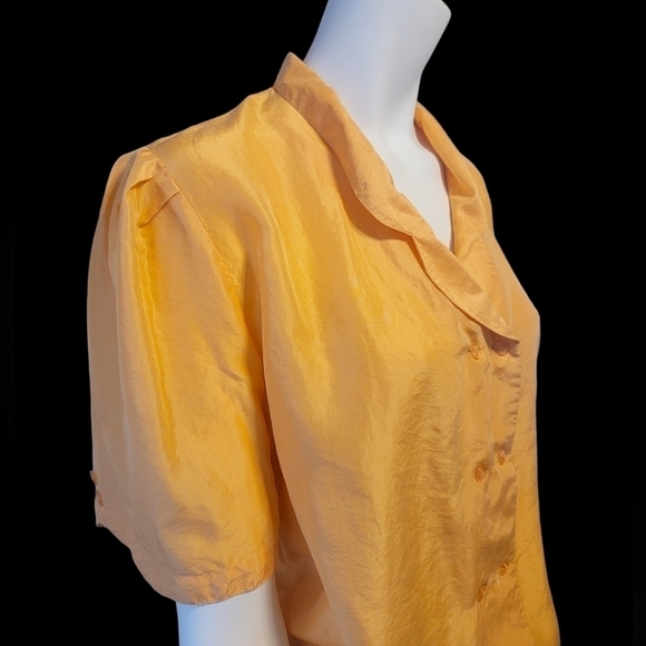 Vintage Golden Gate Melon 100% Silk Button Down Blouse Size 38 Ladies Med - Picture 3 of 6